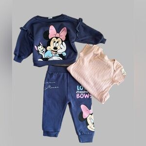 EUC Disney Baby Minnie Mouse 3-Piece Set (Size 3-6M)